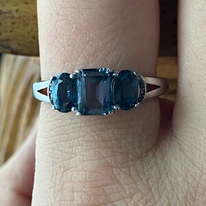 London Blue Topaz Blue Diamond Sterling Silver Ring Size 9.75